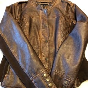 Brown Faux Leather Jacket
